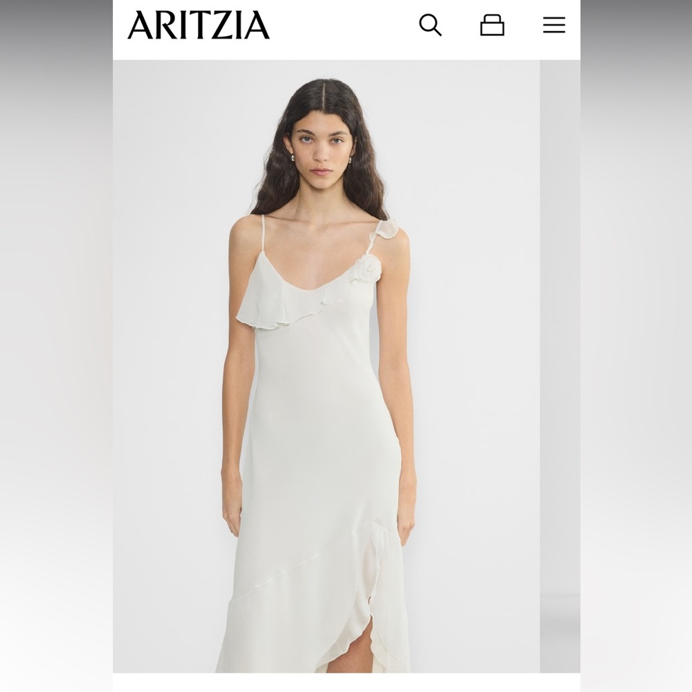 Aritzia White Asymmetrical Slip Dress for Weddings